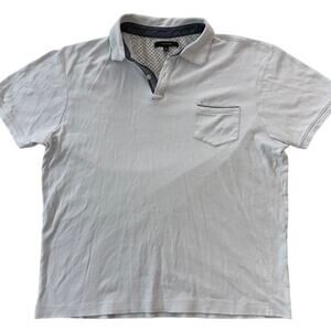 TAHARI Shirt Mens Large White Polo 100% Cotton Short Sleeve Golf Outdoor